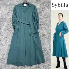美品✨22AW シビラ シャツカラーAラインドレス ベルト スキッパー ブルー