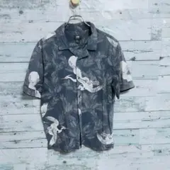 H&M アロハシャツ 和柄 鶴 M