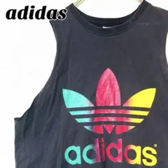 adidas アディダス タンクトップ トレフォイルロゴ プリント M ペルー製