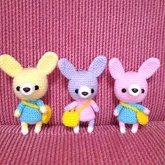 あみぐるみウサギキーホルダー3点セット