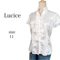 Lucice 11 40 L ブラウス フリル 半袖 ホワイト 可愛い