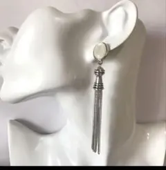 シルバーフリンジピアス 約9cm