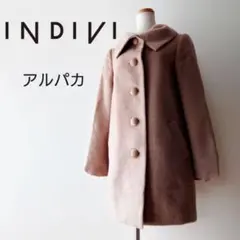 【INDIVI】ぽんわり可愛い✿アルパカコート くるみボタン【日本製】 ウール