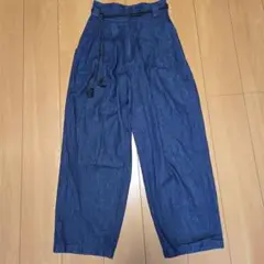 ザショップティーケー　ワールド　デニムブルーワイドパンツ美品