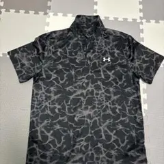 UNDERARMOUR ブラック総柄ポロシャツ　XXL