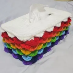 虹色 ボックスティッシュカバー ハンドメイド
