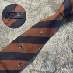 AN221 OXBRIDGE ブラウン ネイビー シルク ネクタイ