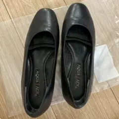 23cmEEEEアクアレディ　パンプス　オープントゥシューズ黒 美品4Ｅ