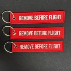 刺繍フライトタグ REMOVE BEFORE FLIGHT 赤色 B