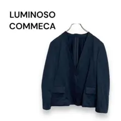 【ルミノーゾコムサ】ノーカラージャケット　羽織り　ポケット　シンプル　紺　9