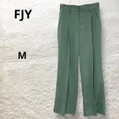 エフジェイワイ ワイドパンツ スラックス ストレート ストレッチ グリーン M