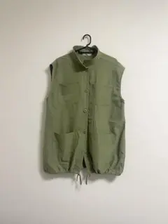 カーキ色 ミリタリー ベスト ジレ オーバーサイズ