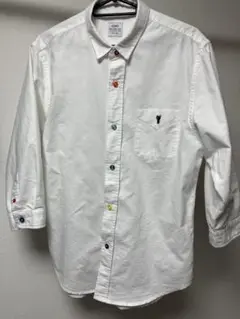 coen 七分袖シャツ　カラフルボタン　L