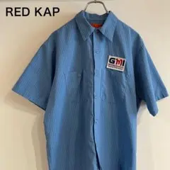 【レア】レッドキャップ ワークシャツ 半袖 ストライプ ワッペン ブルー 古着