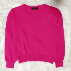 Yves Saint Laurent ピンク長袖ニット YSL トリコロール