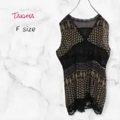Takuya チュニック ブラック レース Fサイズ ノースリーブ 送料無料