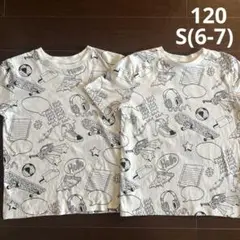 GAP 総柄 白Tシャツ 120サイズ S 6〜7 双子 2枚セット