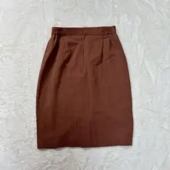 美品✨ひざ丈スカート 赤茶色 オフィカジ タイト きれいめ 細見え 裏地