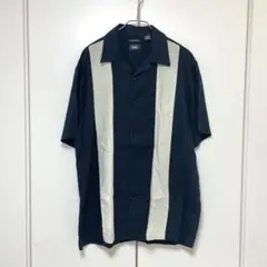 90s Haggar ハガー オープンカラー開襟　半袖シャツ ブラック