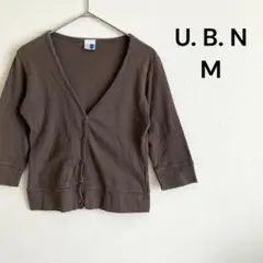 U.B.N. Vネック カーディガン シンプル　無地　7分袖　通勤　Mサイズ
