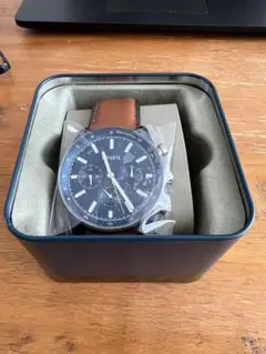 44mm FOSSIL クロノグラフブルー/ ブラウンバンド　新品BQ2512