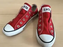 美品　コンバース　オールスター　ローカット　スリッポン　赤　22.5cm