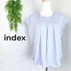 2406【index】美品 ブラウス 半袖 カットソー シャツ くすみブルー L
