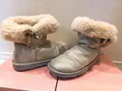 UGG ムートンブーツショートキラキラ23cm ボアファー