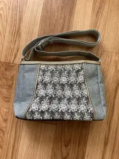 花柄刺繍ショルダーバッグ グレー♪