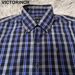 VICTORINOX ビクトリノックス 半袖 チェックシャツ ネイビー Sサイズ