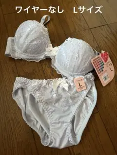 淡い水色のブラジャーとショーツのセット L