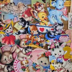 レトロアニマルセット　コラージュ素材　ダイカット　ジャンクジャーナル