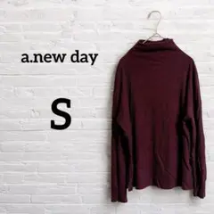一点もの‼︎a.new day 【S】バーガンディ長袖タートルネック