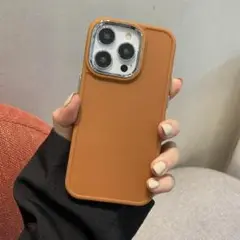 【再入荷】iPhoneケース　14pro　ブラウン　ソフト　シンプル　韓国