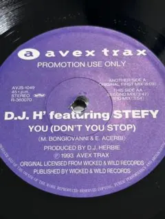 D.J. H' featuring STEFY 　AVEXプロモ　12’レコード