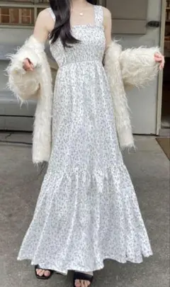 GRL 花柄シャーリングティアードキャミワンピース[on227]