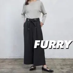 【美品・未使用】カルゼグロメパンツ　ブラック ワイドパンツ ウエストリボン付き