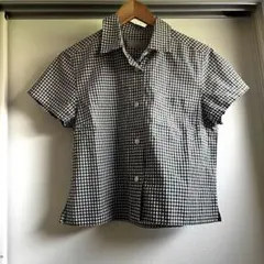 マーガレットハウエル　コットン半袖ブラウス　ギンガムチェック　1