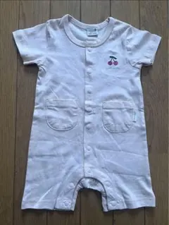 プティマイン　新品　半袖　さくらんぼ　ロンパース うすピンク　80