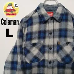 USA古着 Coleman ネルシャツ　L グレー　ブルー　オンブレチェック