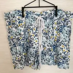 ana 花柄ショートパンツ 小花柄 1X ブルー イエロー 青 黄色