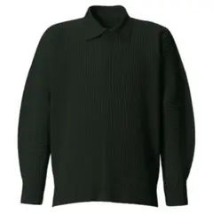 HOMME PLISSE プリーツ 長袖 ポロシャツ 黒 サイズ 2 HOMME PLISSE プリーツ スキッパー 長袖 ポロシャツ 黒 サイズ 2