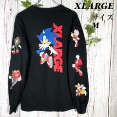 【希少】エクストララージ Tシャツ 長袖 黒 ソニック ナックルズ コラボ ロゴ