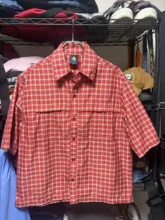 ACG チェック柄 半袖シャツ 赤　短丈　シティボーイ