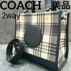 美品 コーチ 2way ショルダーバッグ トートバッグ デンプシー チェック