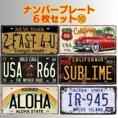 ⑩【6枚セット】アメリカン ナンバープレート ブリキ看板 USA風 ディスプレイ