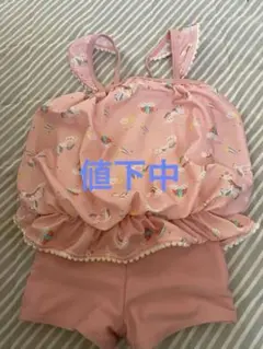 キッズ水着　女の子　ユニコーン　ピンク　100cm