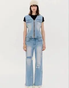 ripped bootscut jeans