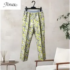 美品 Jines 38 フラワージャガード　テーパードパンツ イエロー 2024