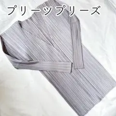 プリーツプリーズ カーディガン グレー 3